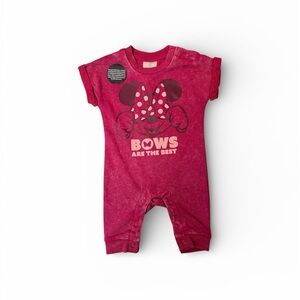 Disney Maroon Baby Romper with Minnie Design